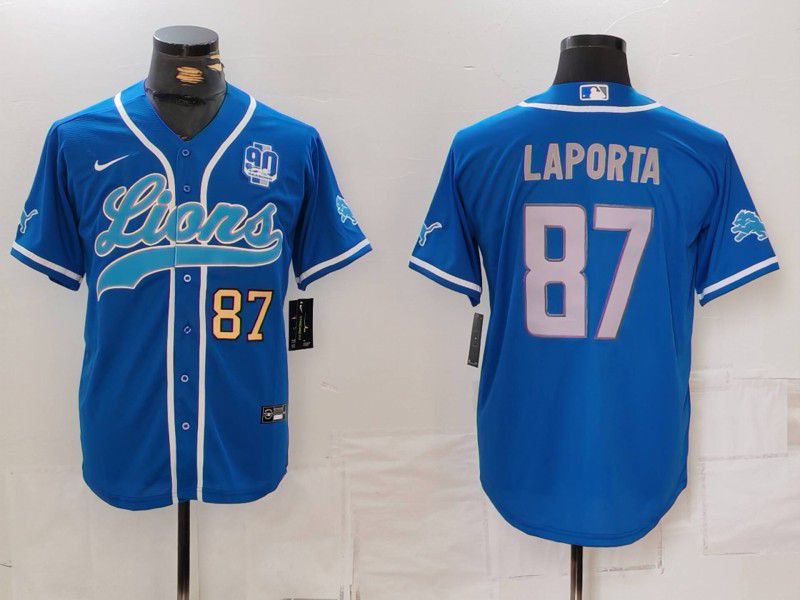 Men Detroit Lions #87 Laporta Blue Second generation joint name 2024 Nike Limited NFL Jersey style 2